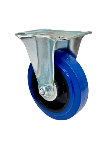 FRCL 63 - Промышленное усиленное колесо синяя резина 160 мм (площ., неповор.,  роликоподш.)