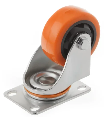 SCM 93 - Оранжевое колесо из термопластичного эластомера 75 мм (поворот., площадка, шарикоподшипник)