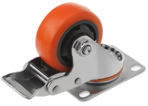 SCBM 93 - Оранжевое колесо из термопластичного эластомера 75 мм (поворот., тормоз, площадка, шарикоподшипник)