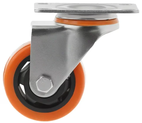 SCM 93 - Оранжевое колесо из термопластичного эластомера 75 мм (поворот., площадка, шарикоподшипник)